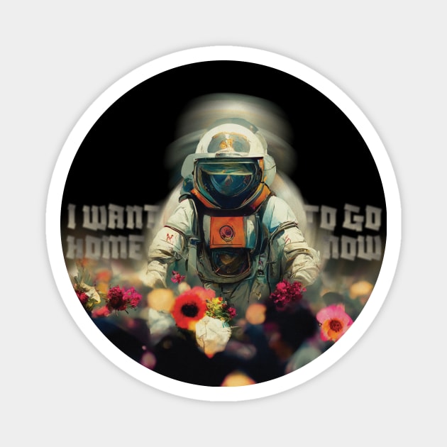 astronaut in flower garden Magnet by NdegCreate